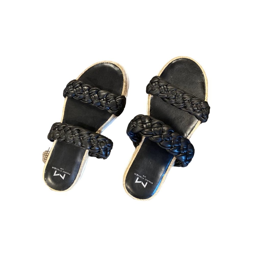 Marc Fisher LTD Jaimee Leather Black Sandals Size 7